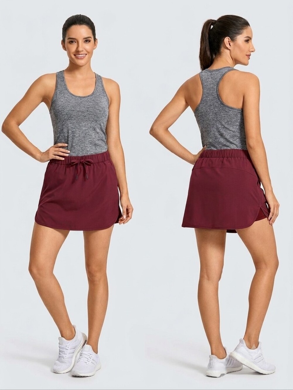 NWT Burgundy/Maroon Athletic Works Skort with Drawstring Waist and side pockets